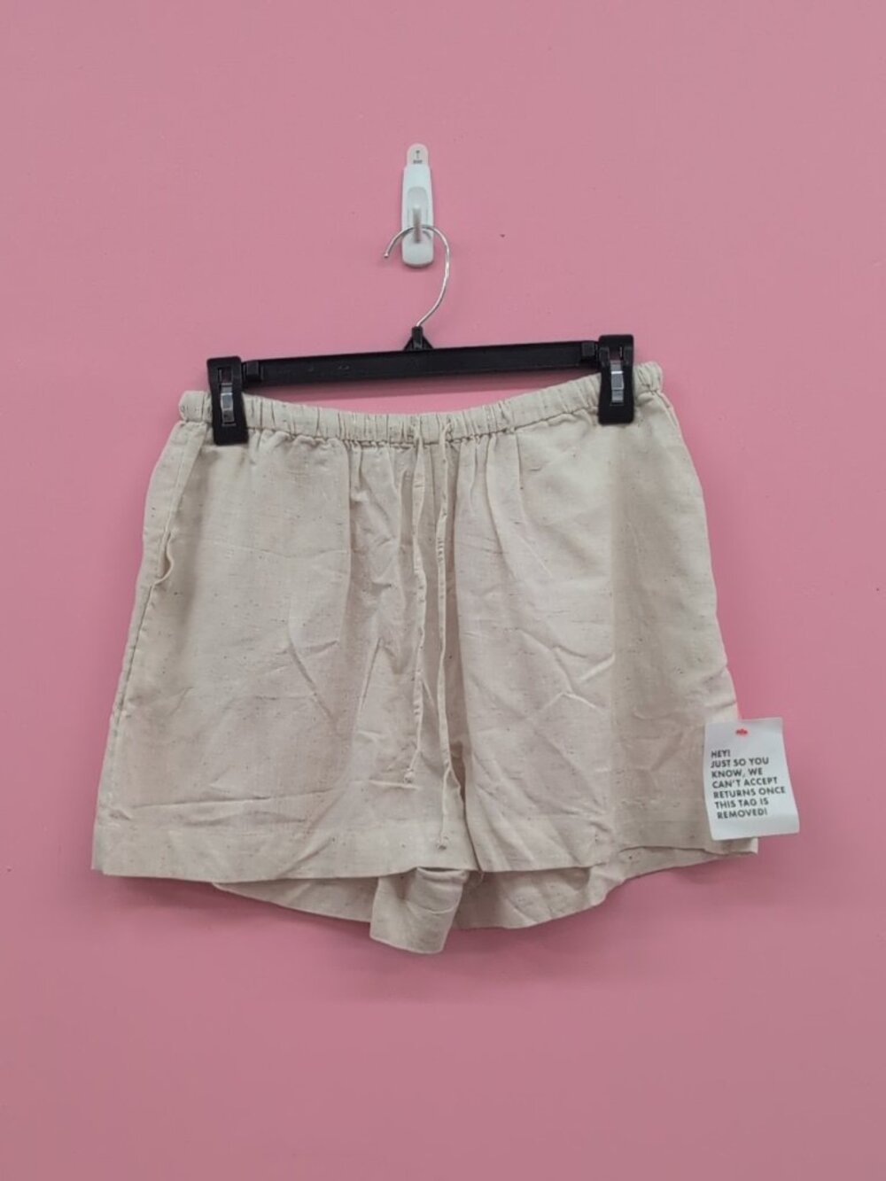ASOS DESIGN Linen Blend High Rise Elastic Waist Women's Shorts US 6 Oatmeal